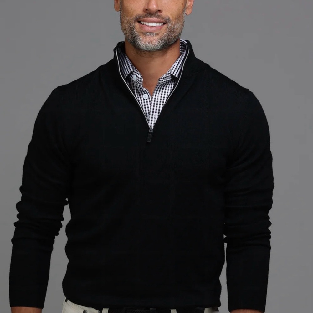 Collars & Co Mens Australian Merino Wool Quarter Zip Sweater Large